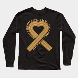Gold Ribbon Child Cancer Awareness Retro Long Sleeve T-Shirt